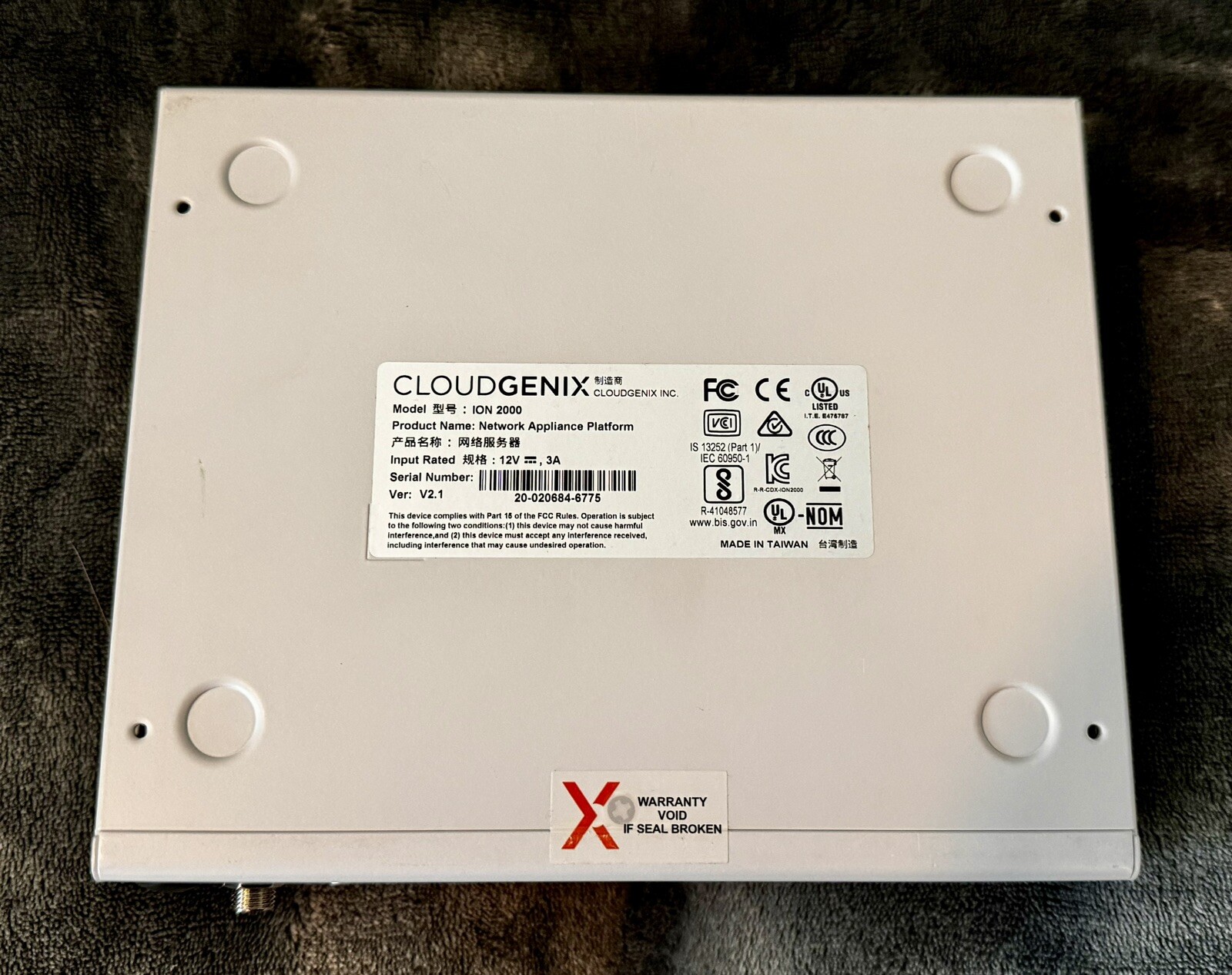 Cloudgenix PaloAlto ION 2000 Network Appliance Platform WITH POWER CORD