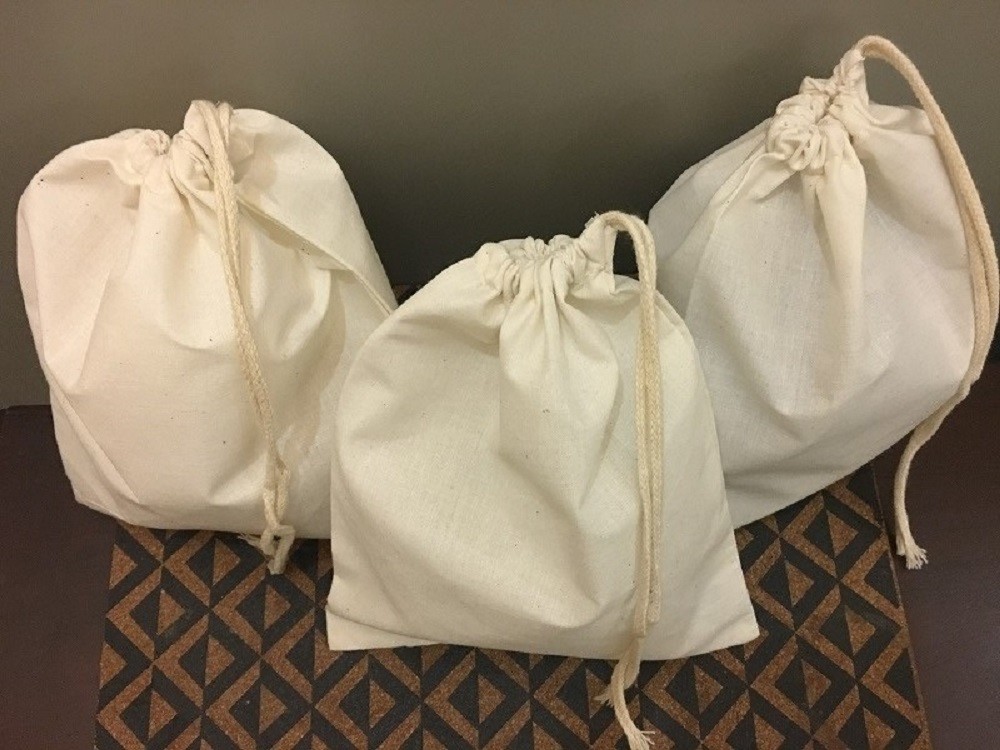 10"x12" Cotton Single Drawstring Muslin Bags (Natural Color)