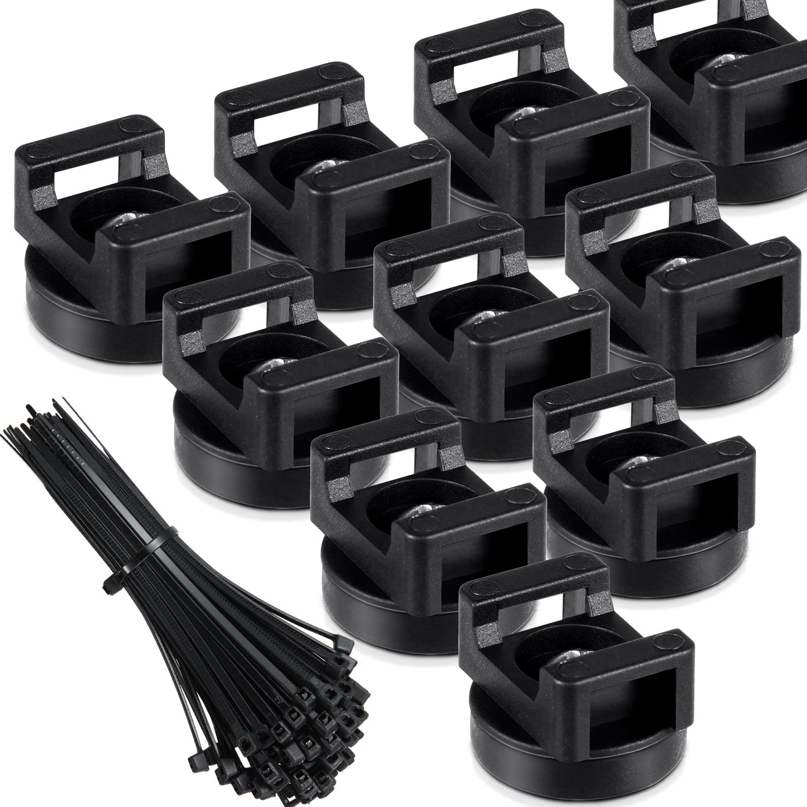 60 Pieces Magnetic Zip Tie Mount Multipurpose Cable Holder Magnets Bases