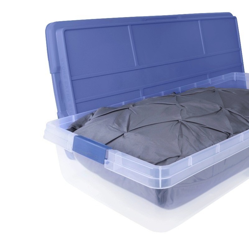 (2 pack)63 Quart Clear Storage Bin, Latched Storage Container