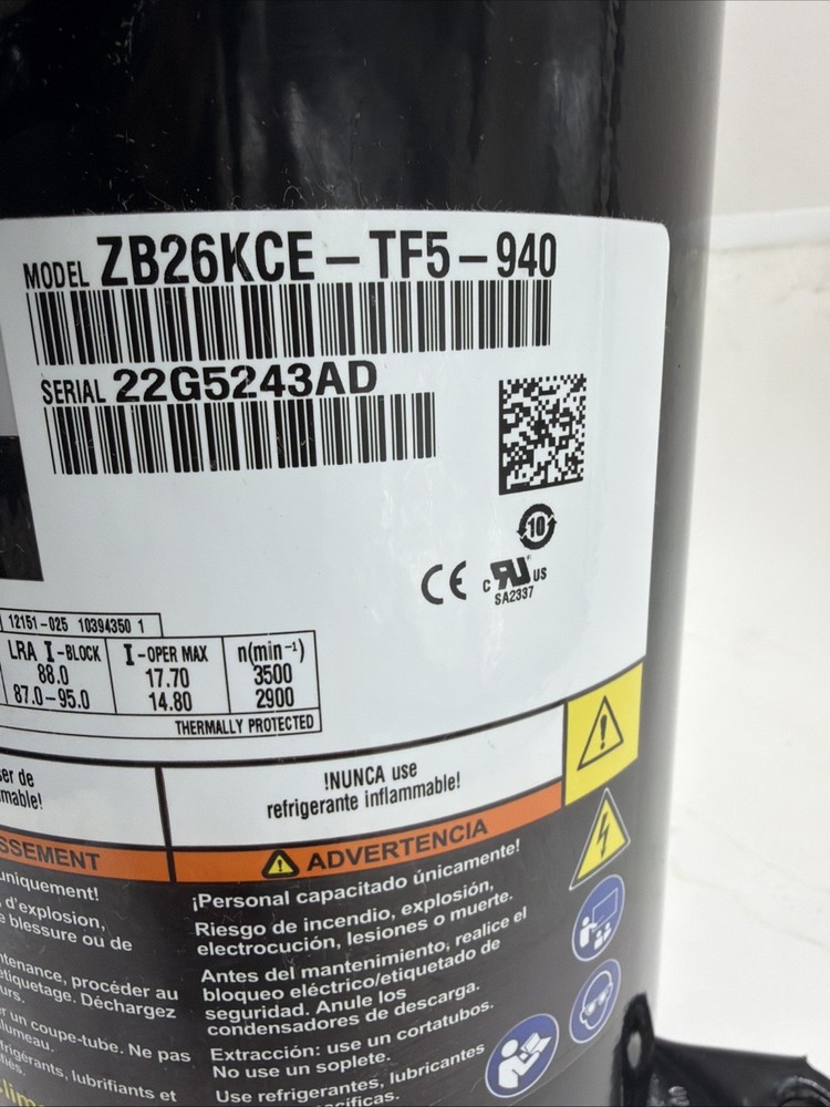 COPELAND SCROLL EMERSON COMPRESSOR ZB76KCE-TF5-940
