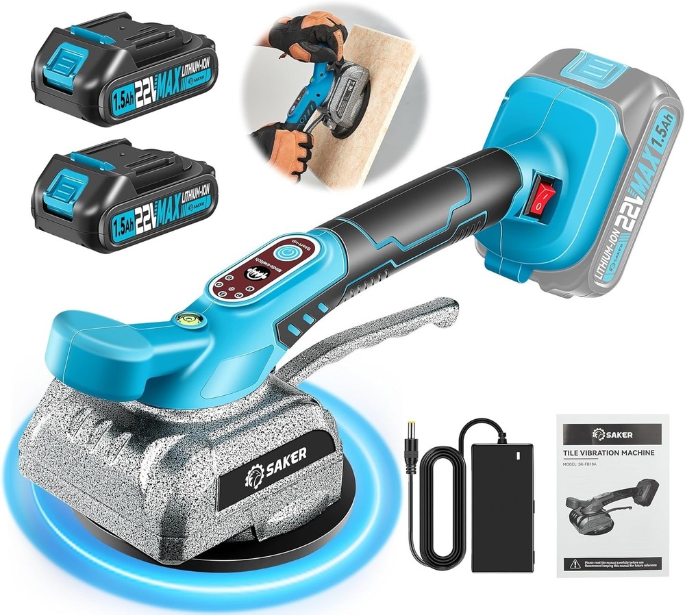 Cordless Tile Vibration & Suction Tool with Smart Display