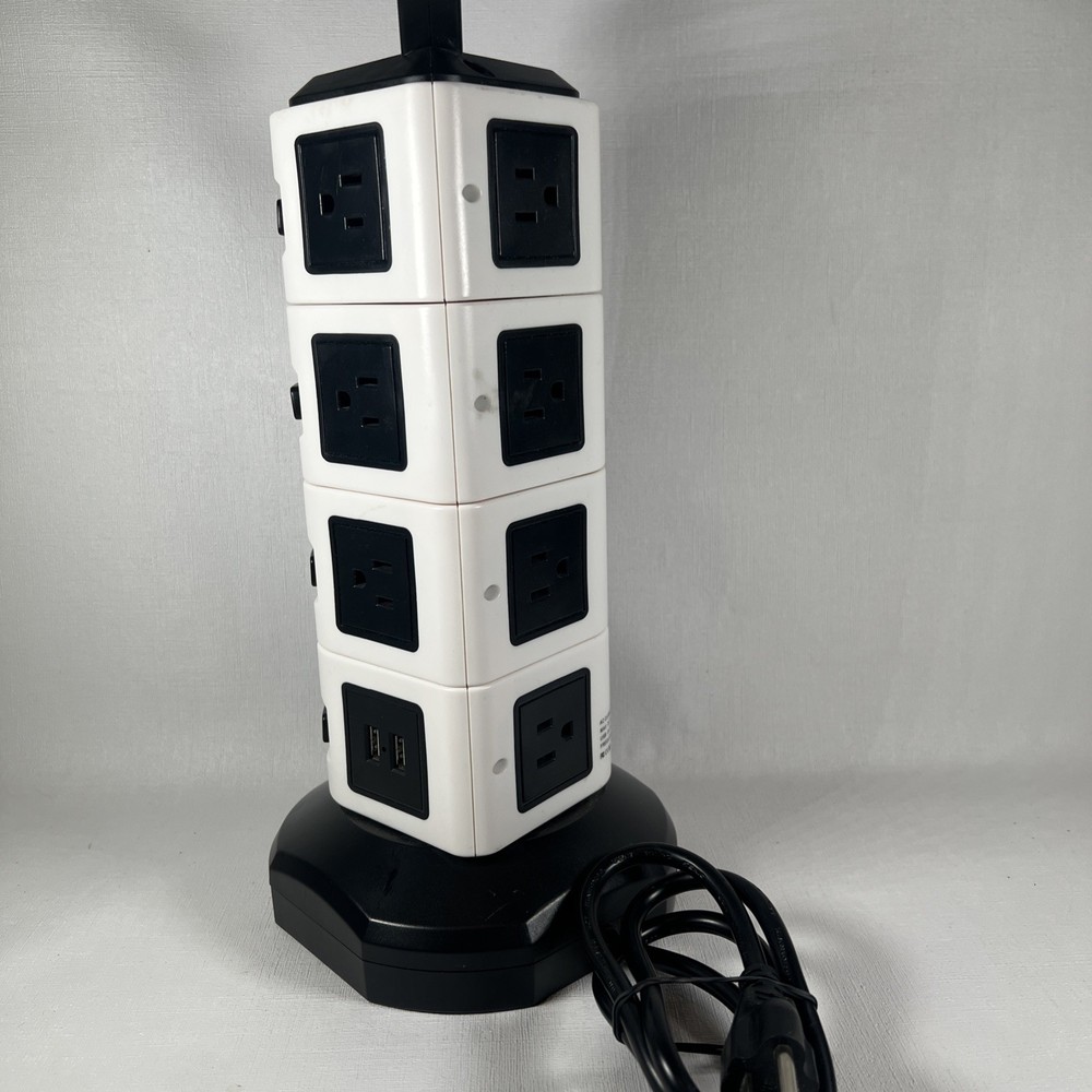 4 Layer Multi Plug Socket Charging Station - 14AC Outlets 4 USB Ports