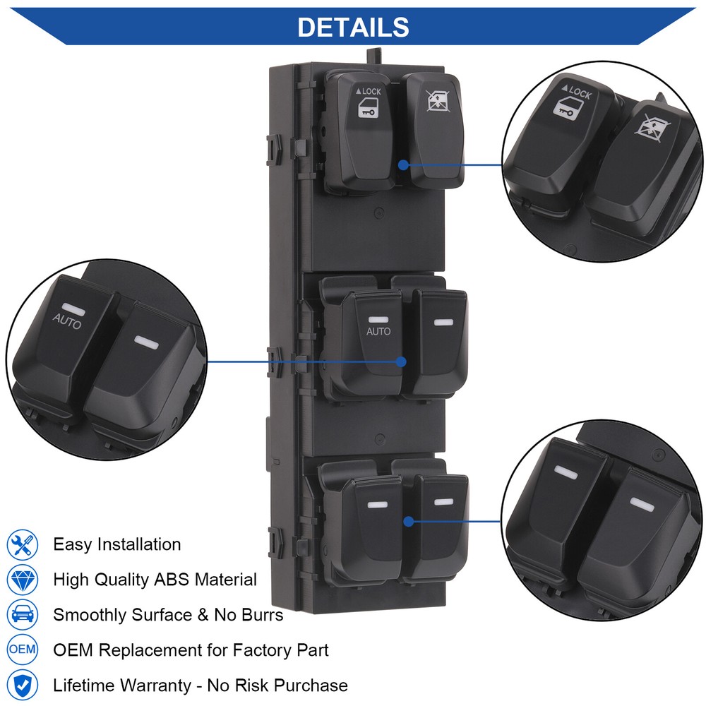 Main Window Switch Control Button for 2010-2015 Hyundai Tucson 93571-2S000 1AUTO