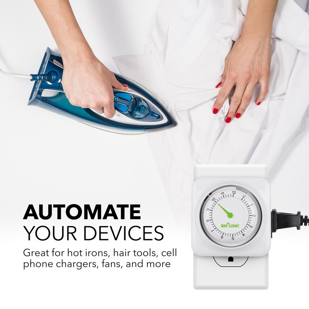 BN-LINK 12Hour Mechanical Countdown Grounded Timer 3 Prong Outlet Repeatable