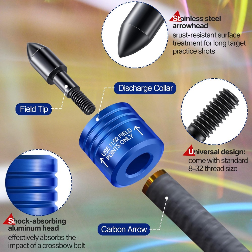 Feekoon 2 Pack Crossbow Bolt Decocking Head, Point Blue