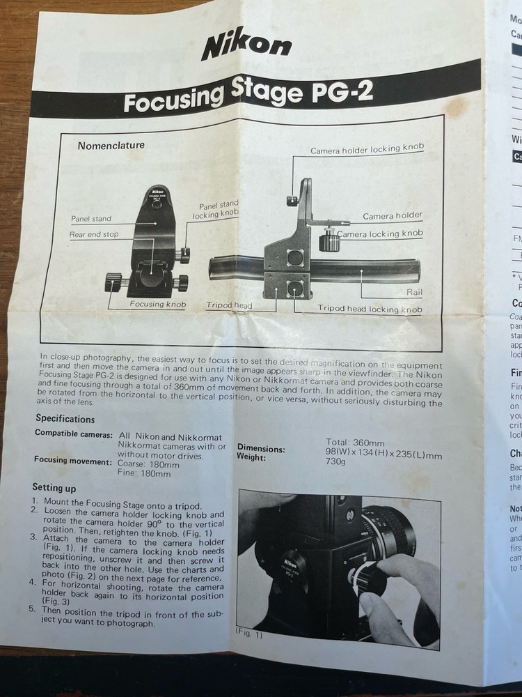 *Mint* Nikon PG-2 Focusin Stage Attachment From Japan