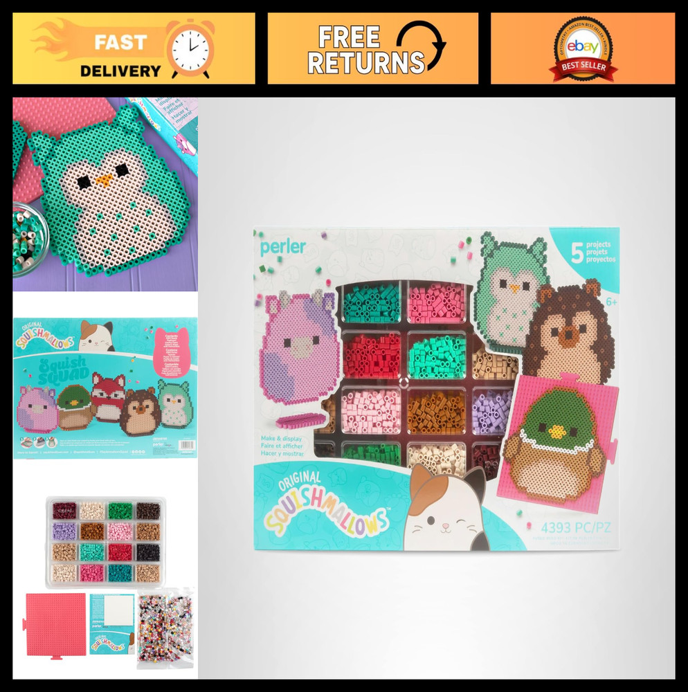 Fused Bead Activity Kit - 5 Unique Patterns, 4393 Pieces, Multicolor Craft Set
