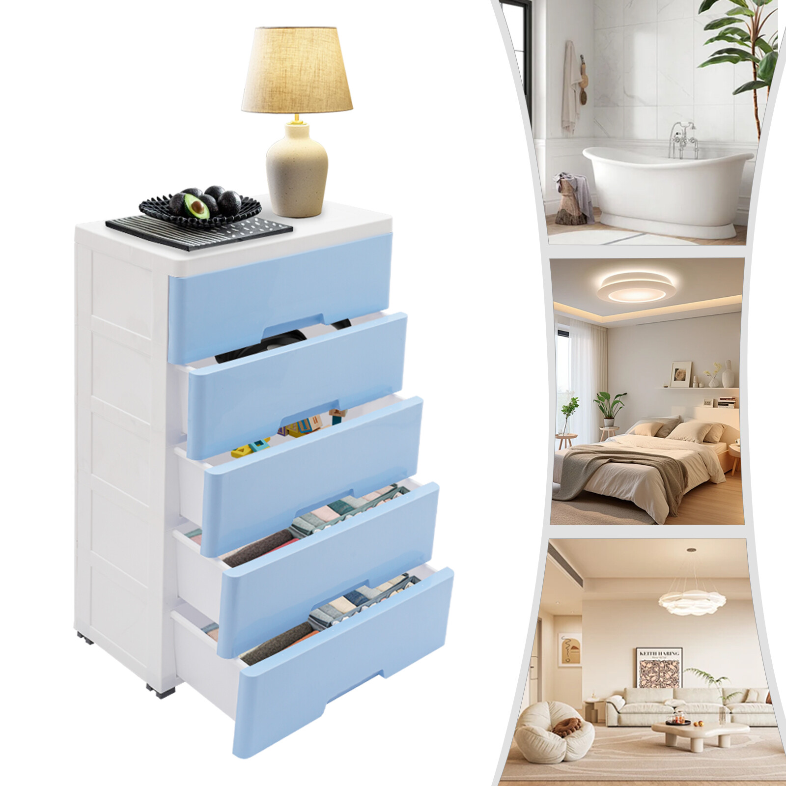 Plastic Drawers Dresser, Storage Cabinet with Drawers, Closet Drawers Dresser