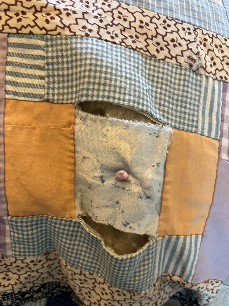 Antique Handmade Quilt Log Cabin