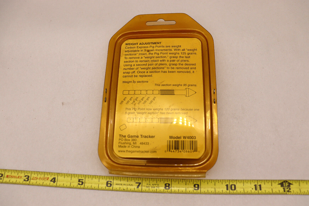 NEW NOS Game Tracker Carbon Express Screw-in Pig Points Adj.weights 12 pack