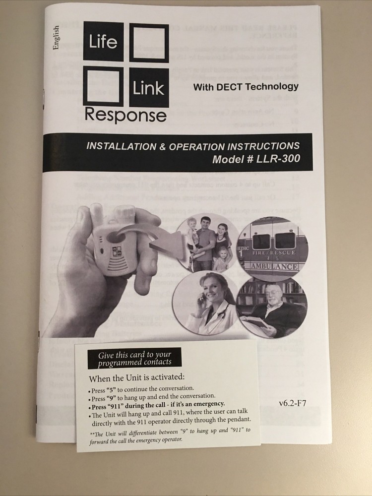 Life Link Personal Emergency Response System Dialer w/ Pendant Communicator