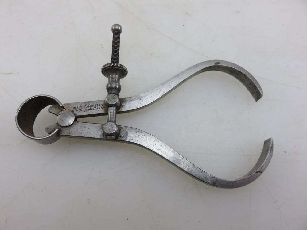 Starrett Spring Type Outside Caliper Wide Tips Flat Leg 3" Split Nut Vintage