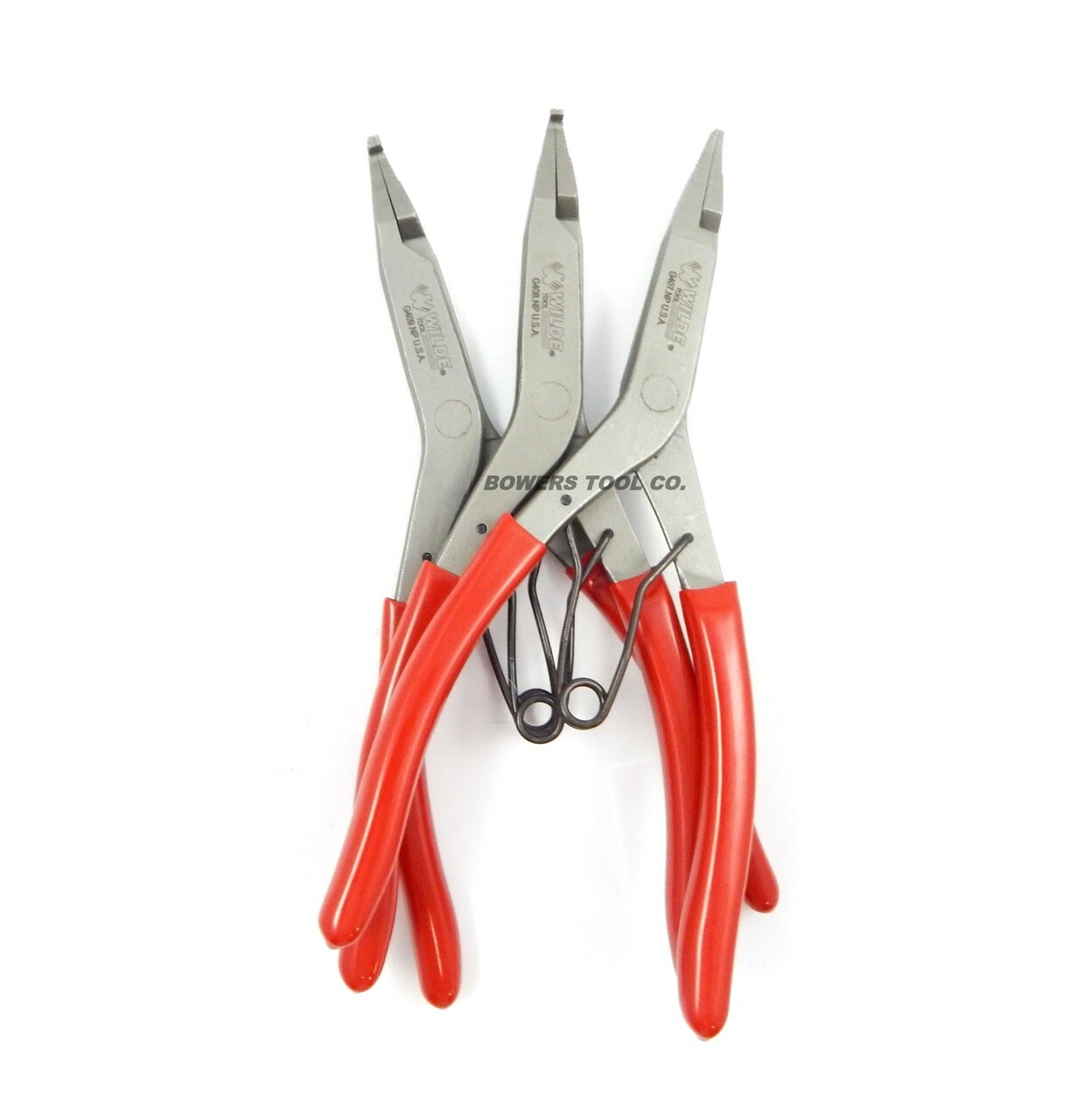 Wilde Lock Ring Pliers Set 3pc Straight Right Angle Thin Bent Curved 9" USA Made