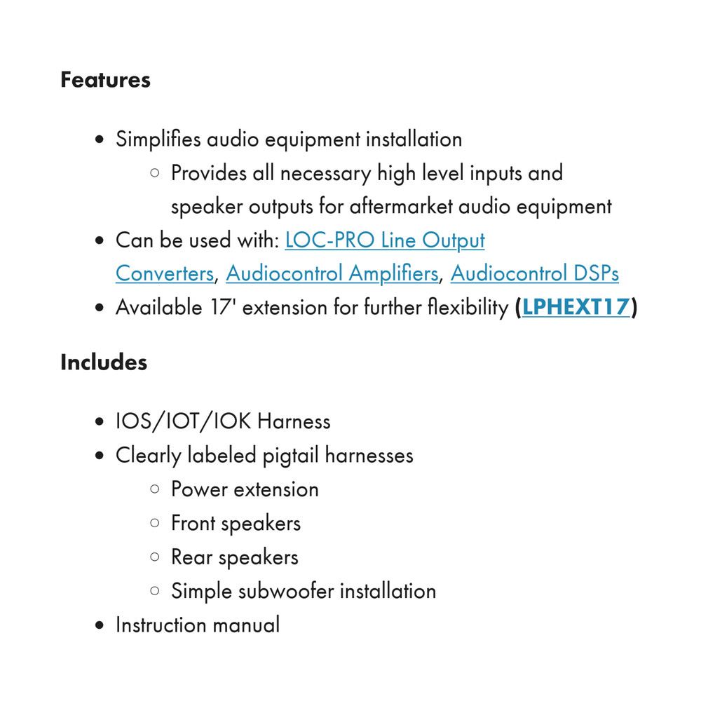 AudioControl LC2i PRO+LPHGM72 Amplifier Integration Solution for Non-Amp GM