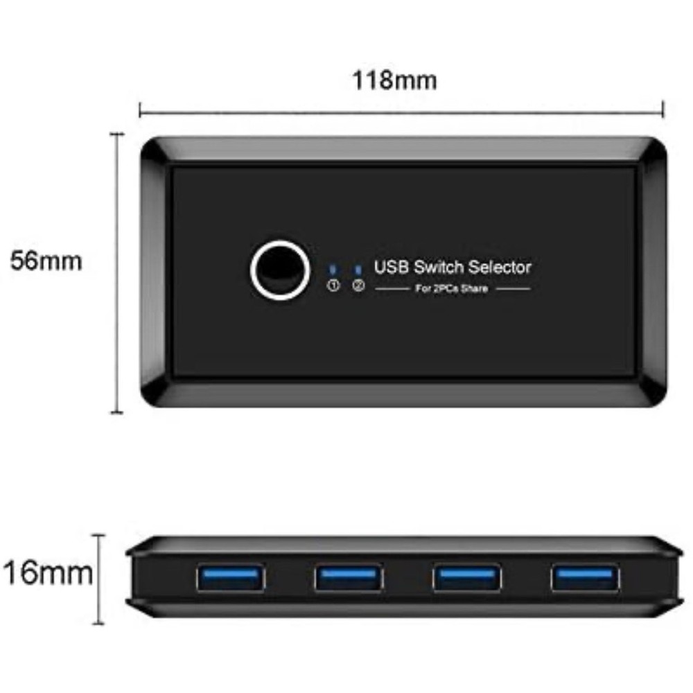 New! USB Selector Hub Port Bi-Directional Printer Sharer Box