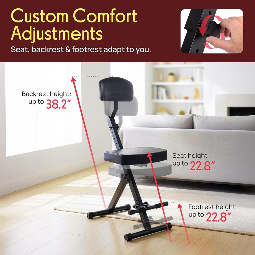 Foldable Drum Throne Stool with Backrest