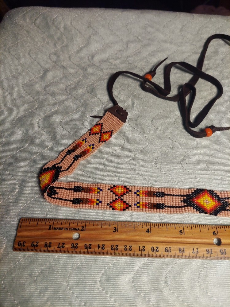 Handmade Beaded Hatband, Pink Arrow
