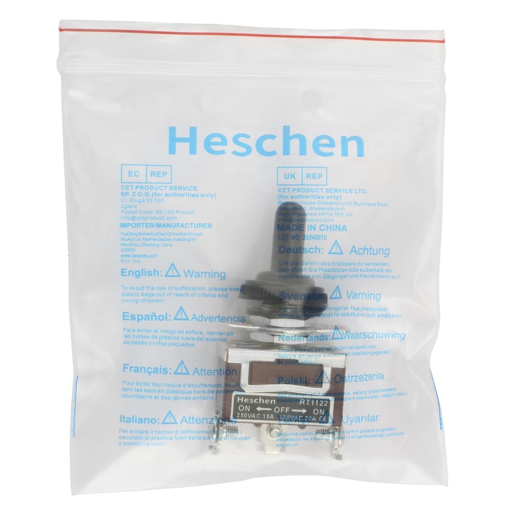 Metal Toggle Switch RT1122 SPDT maintained Type ON/OFF/ON 3 Position 15A 250V...