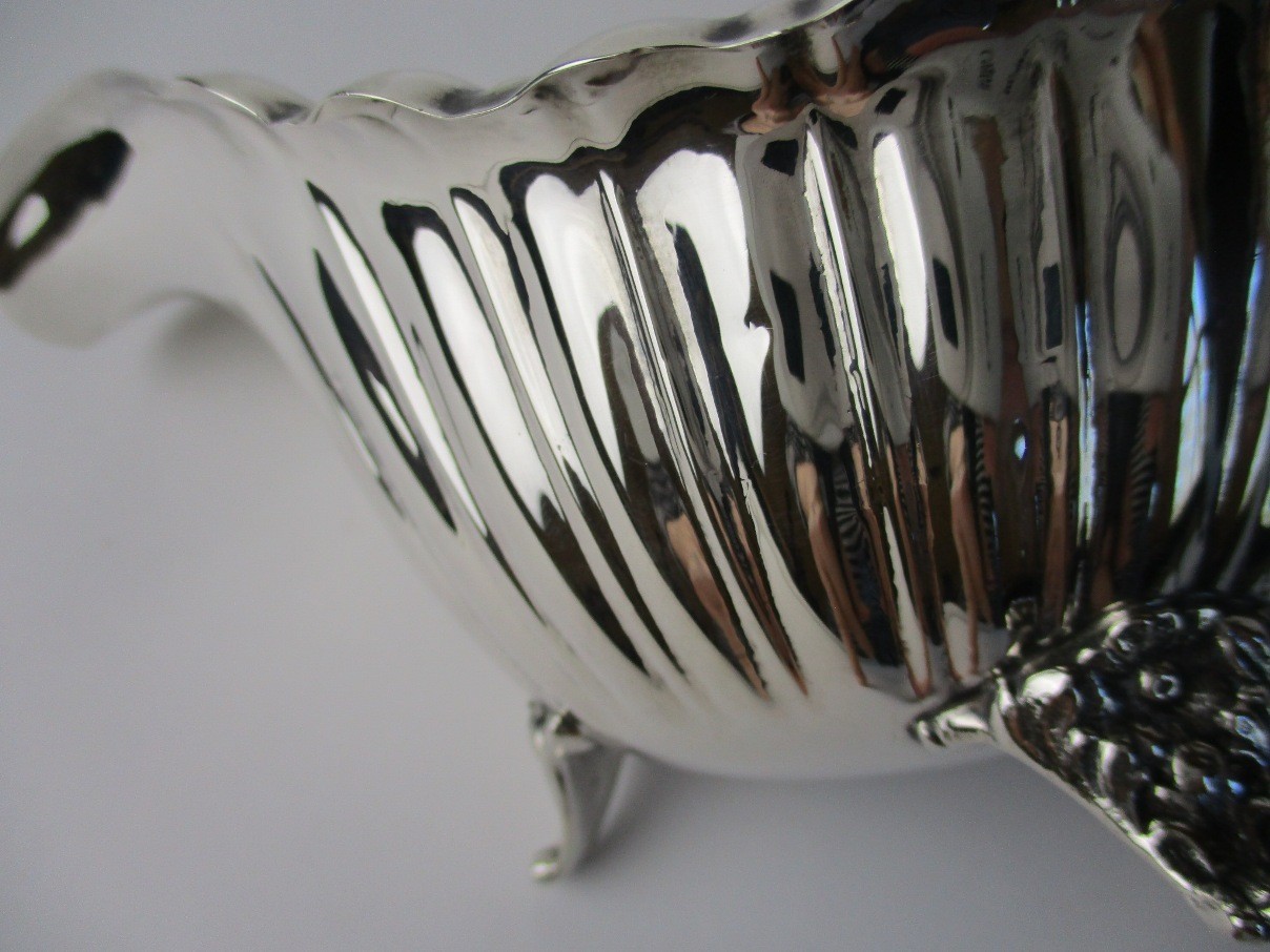 Woodside Sterling silver Sauce Boat ribbed pattern c. 1920 New York