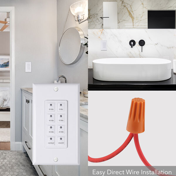 BN-LINK 2Pcs Countdown Digital In-wall Timer Switch w/Push Button for fan,lights