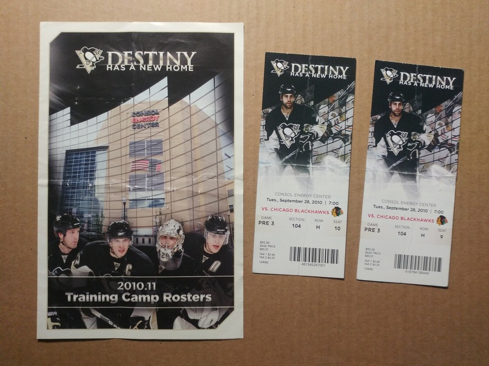 0659----2010 Pittsburgh Penguins Consol/PPG Arena 3rd game program + tickets