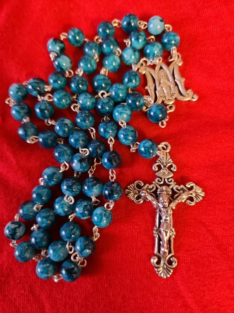 Catholic Rosary Necklace Cross Crucifix handmade black Friday