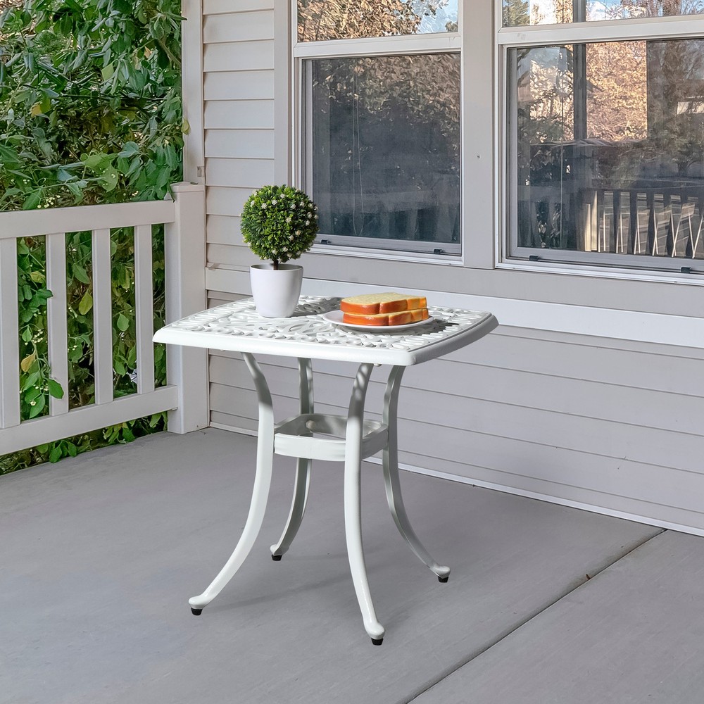 Outdoor Cast Aluminum Square Table, End Table or Side Table