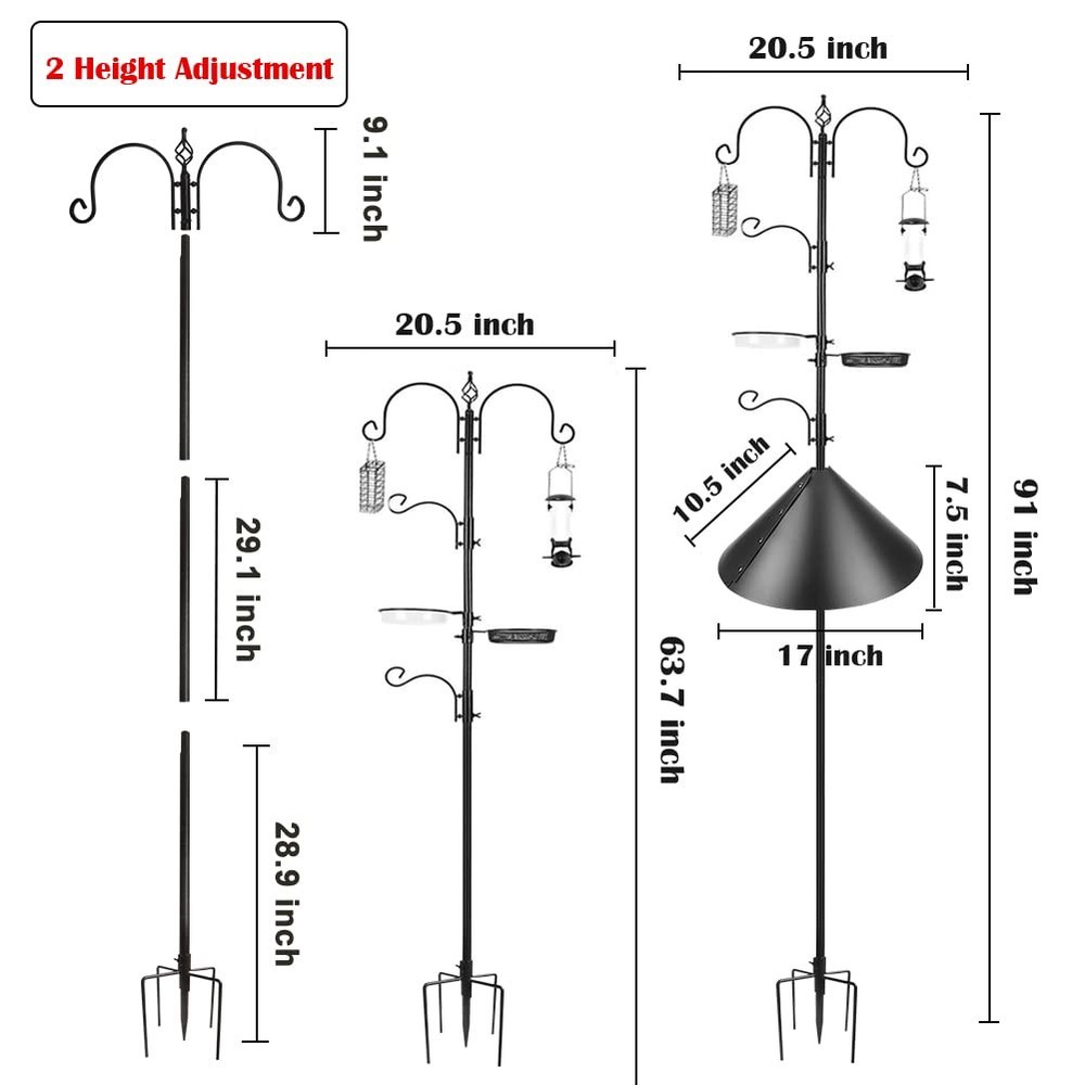 Bird Feeder Pole with Squirrel Baffle - Deluxe Feeder Station Kit Includes Su...