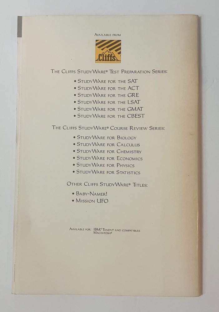 1993 Cliffs StudyWare Course Review User’s Manual, IBM Version Vintage Guidebook