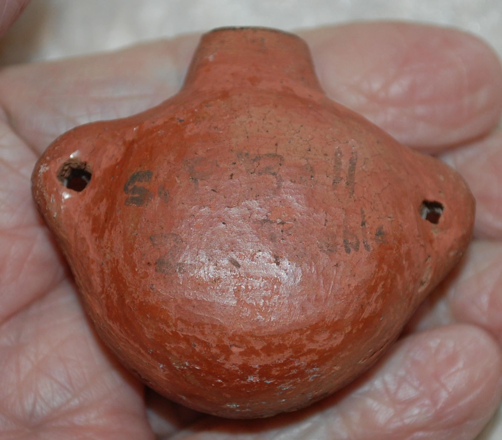 Early 1930-40's SEFERINA BELL Zia Pottery miniature Canteen w/ Bird painting