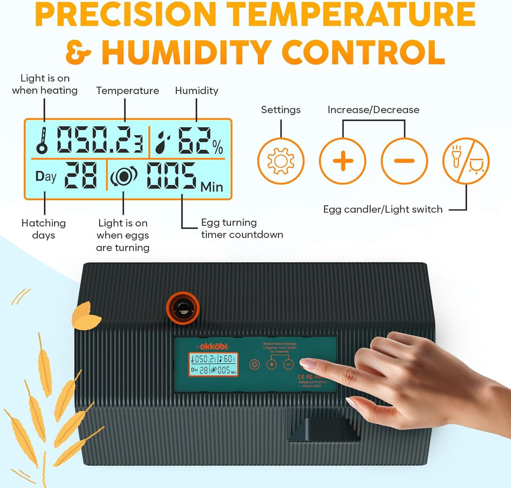 Automatic Egg Incubator with Turning Control for Hatching Chicken, Duck, Goose,