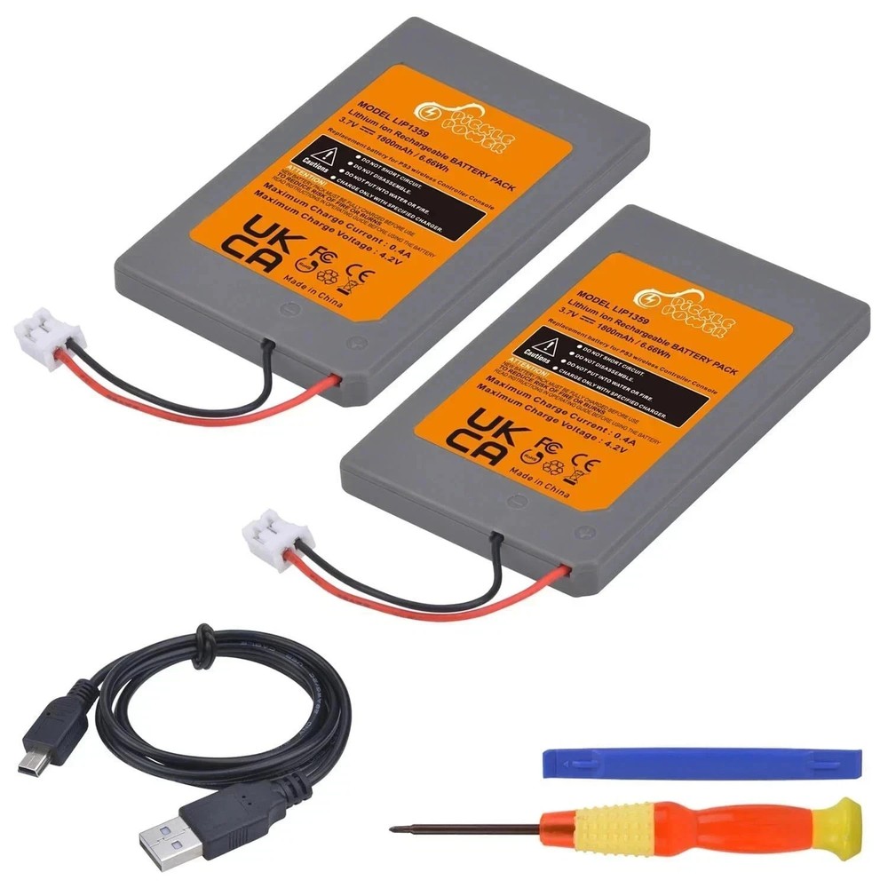 PS3 Controller Battery Replacement, 2 Pack LIP1359 Battery for Sony Playstati...