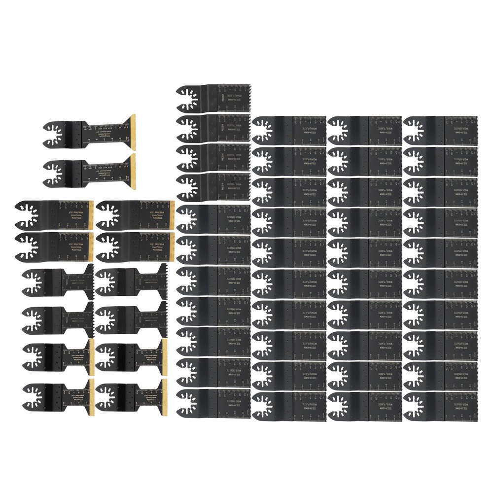 Black 55PCS 6 Types Universal Titanium Oscillating Saw Blades Multitool Blade