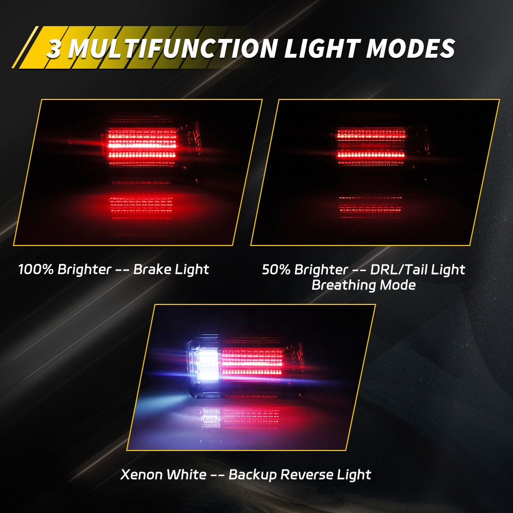 2X Smoked Red LED Rear Tail Brake w/White Backup Lights For 1970 Chevry Chevelle