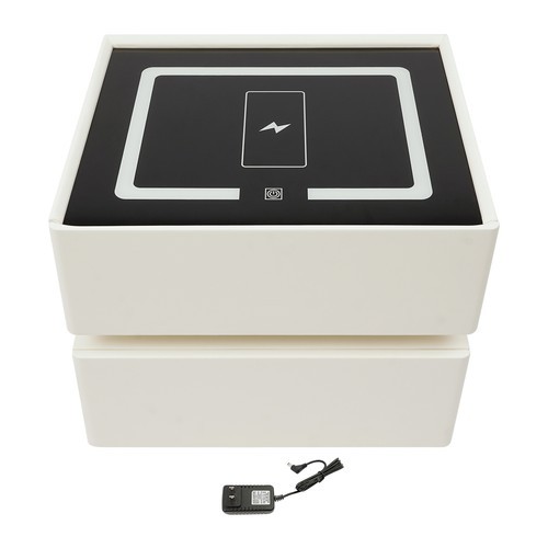Smart Nightstand W/ Tri color sensor light+Wireless Charging+USB Bedside Table