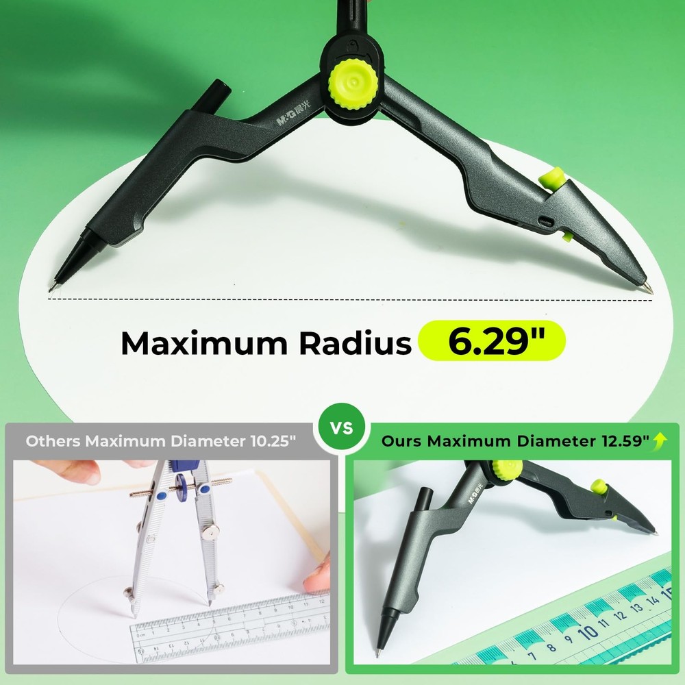 M&G Professional Metal Geometry Compass, 12.59 Inch Maximum Diameter,...