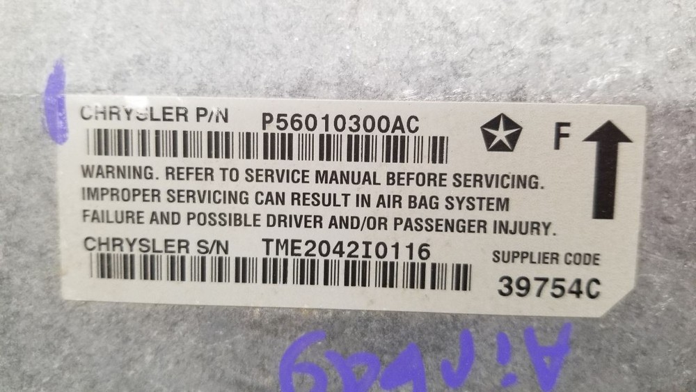 03 JEEP WRANGLER SRS CONTROL MODULE 56010300AC