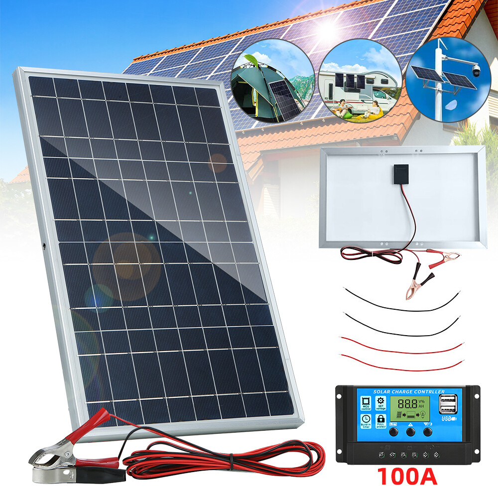 4PCS Solar Panel Kit 100A 12V Trickle Charger Battery Maintainer w/ Controller