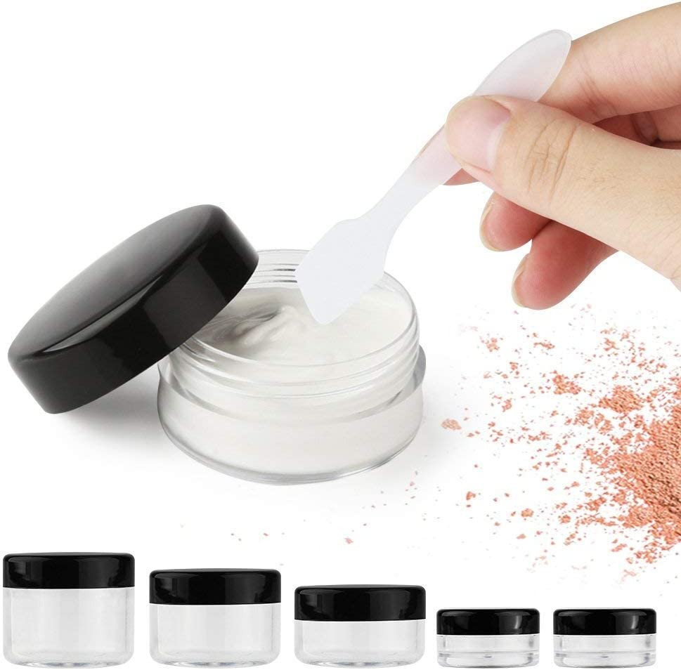 10 Pieces Empty Clear Plastic Makeup Sample Containers with 2 Pieces Mini Spatul
