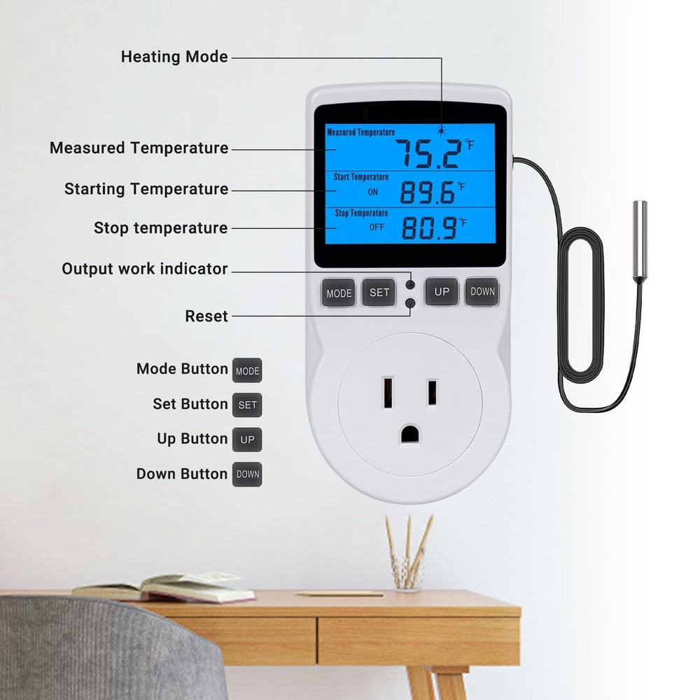 INKBIRDPLUS Plug in Thermostat Temperature one-piece design, Tc/Timer