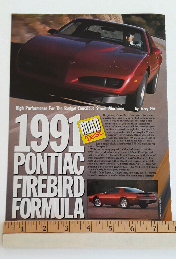 1991 PONTIAC FIREBIRD FORMULA ORIGINAL ARTICLE