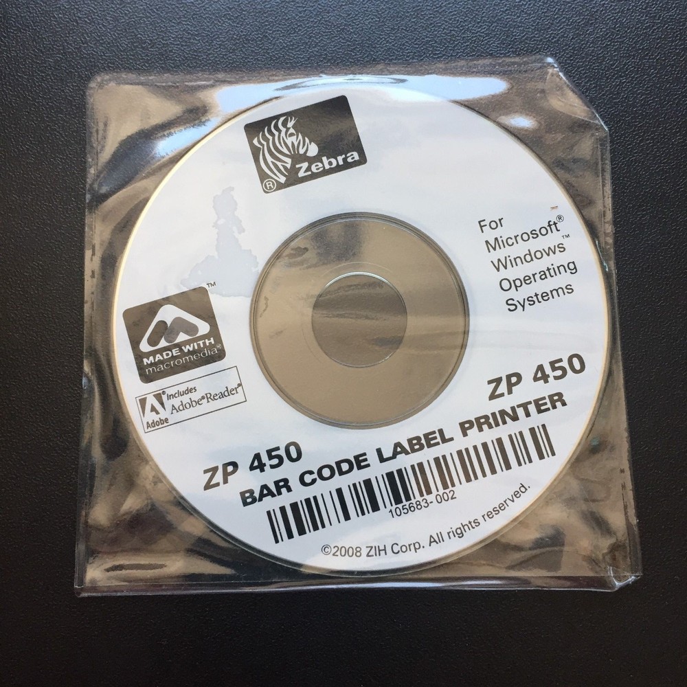 Zebra ZP450 Thermal Label Printer Windows Driver Disk 105683-002