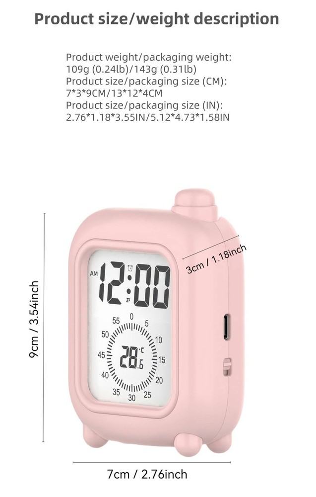 Visual Timer Clock, Digital Alarm Clocks with Temperature Display, Countdown,...
