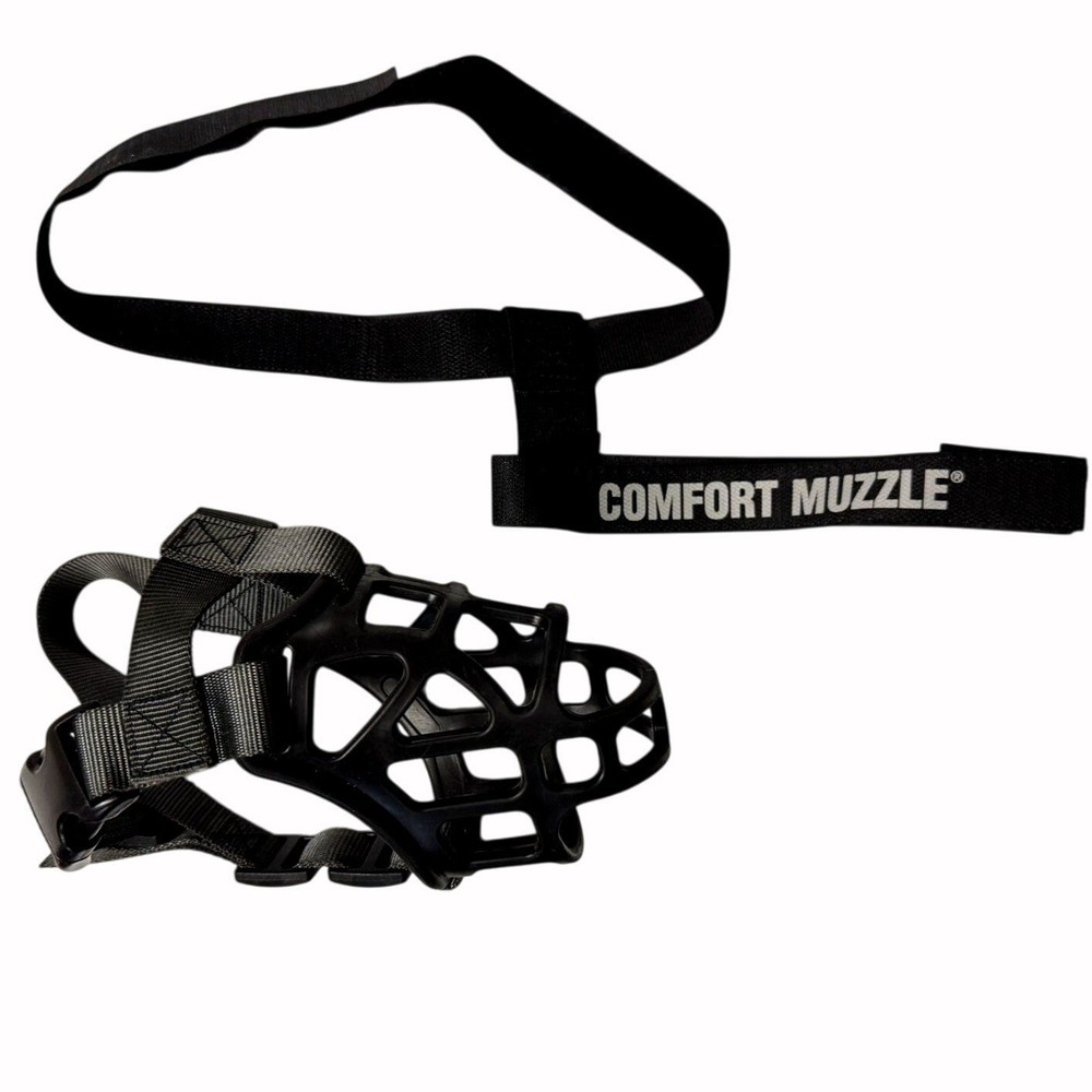 Medium Dog Muzzle Basket Adjustable Nylon Rubber Black 5.5" Border Collie