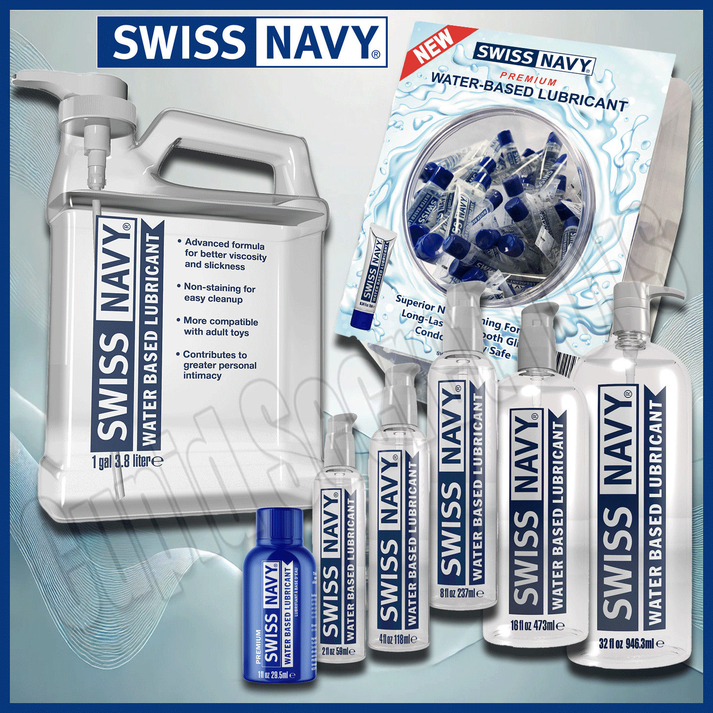 Swiss Navy Water-Based Lubricant Premium Personal Sex Glide Lube Long-Lasting