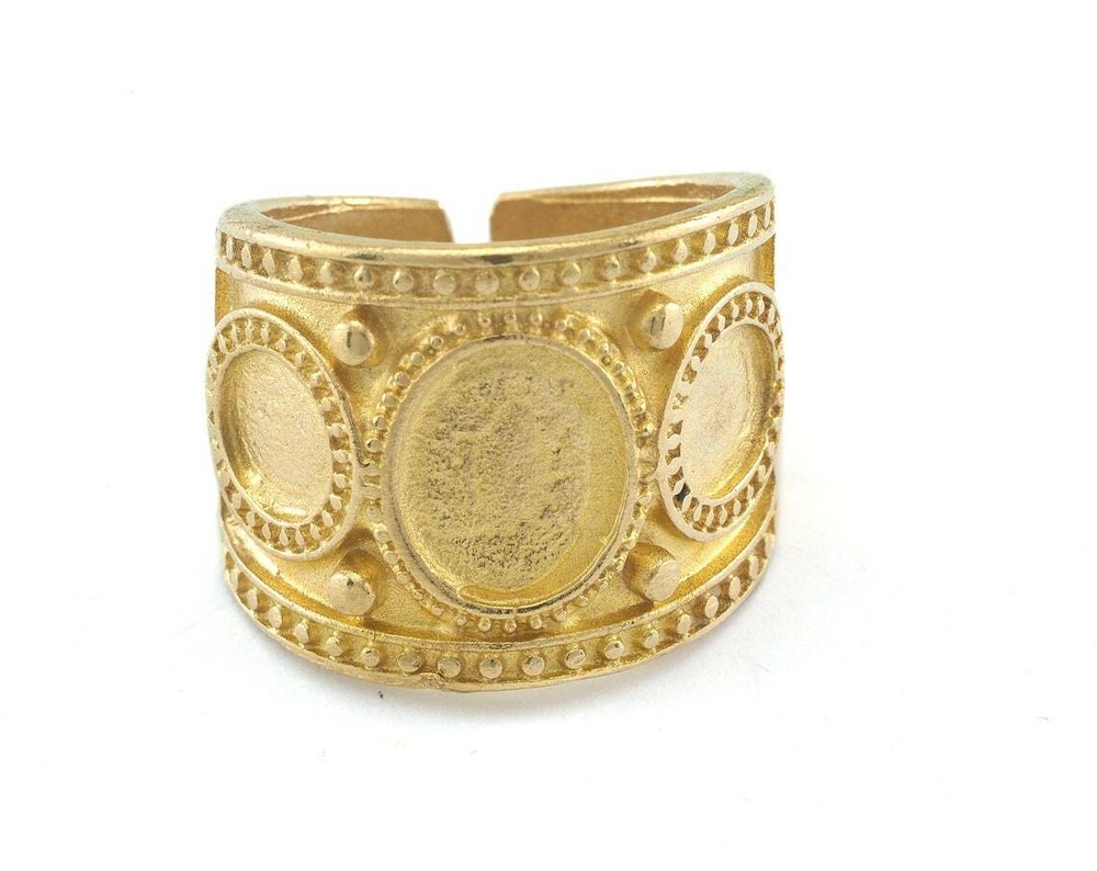 Ring Adjustable Ring Bezel - Raw brass (17mm 7US inner size - Adjustable ) 1190