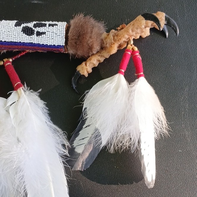 PowWow Regalia - Eagle Foot Dance Stik with Beadwork