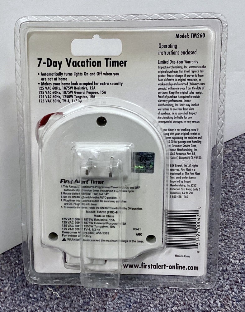 FIRST ALERT, 7 DAY VACATION TIMER, MODEL TM 260, (GB)