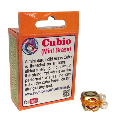 BRASS CUBIO Obedient Close Up Magic Trick Pocket Cube Slides Up & Down String